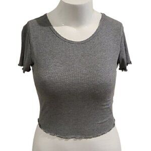 [Destined] Gray Lettuce Edge Top - Size L